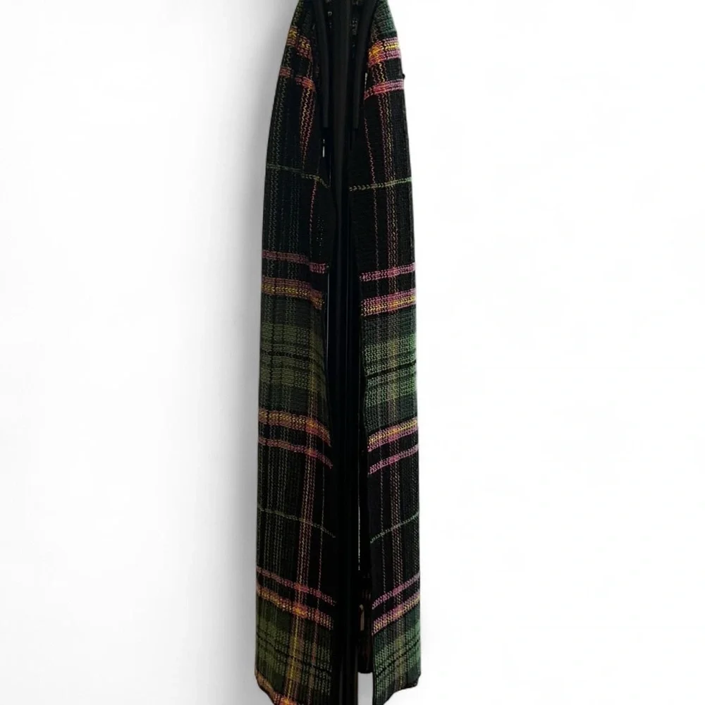 Vintage Y2K Max Mara Weekend Multicolor Plaid Intarsia Knit scarf black pink